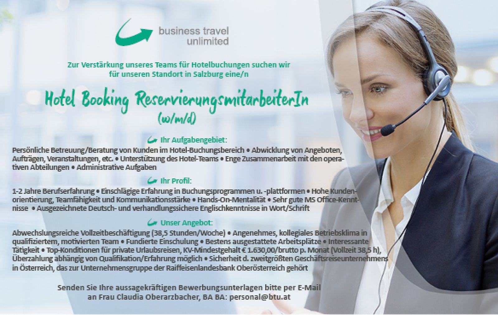 Business Travel Unlimited sucht eine*n Hotel Booking Reservierungsmitarbeiter*in