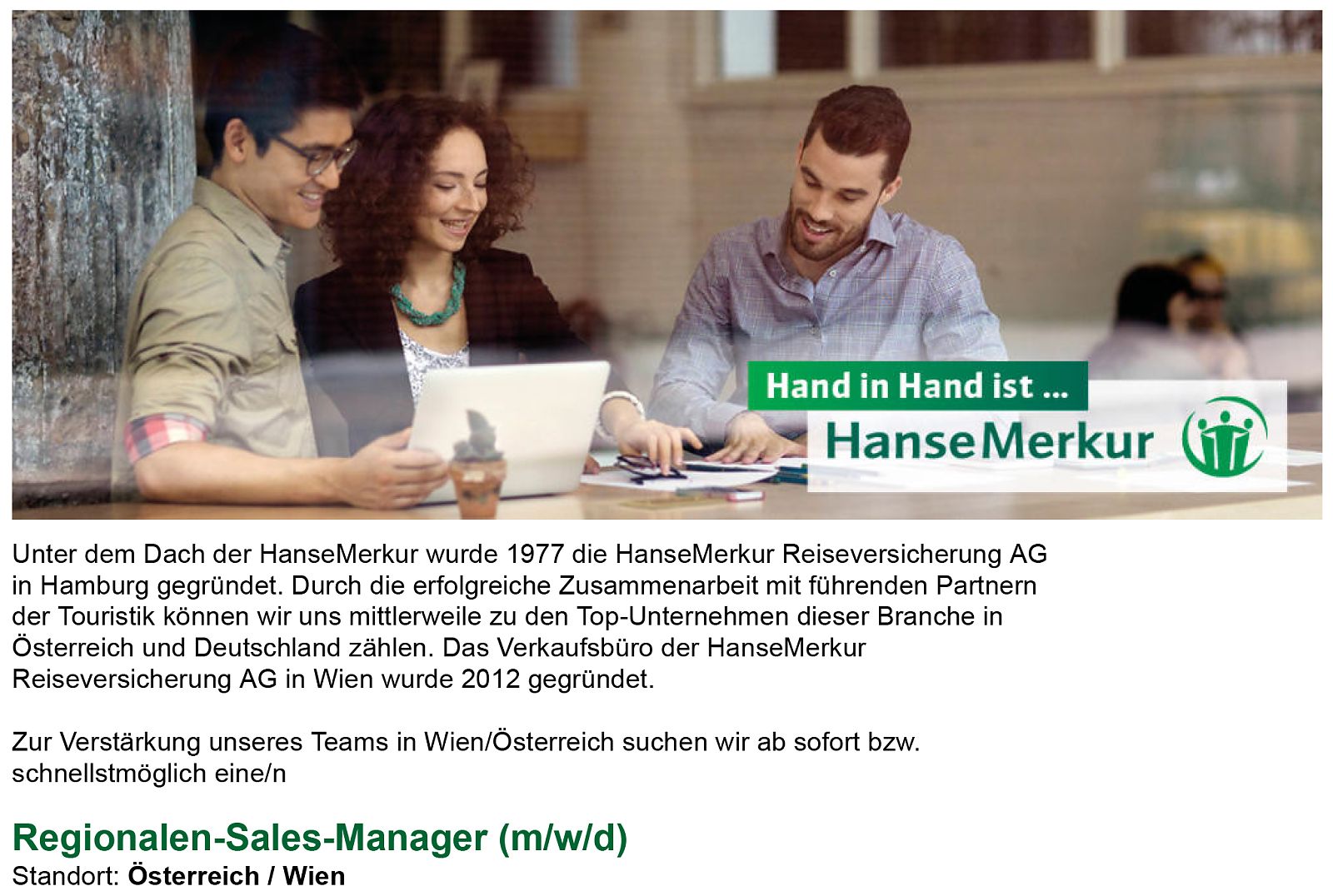 HanseMerkur sucht einen regionalen-Sales-Manager (m/w/d)