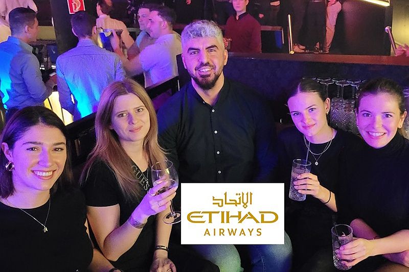 Cooler „Büroschluss“ Event, tolle Gäste, starker Etihad-Flugplan