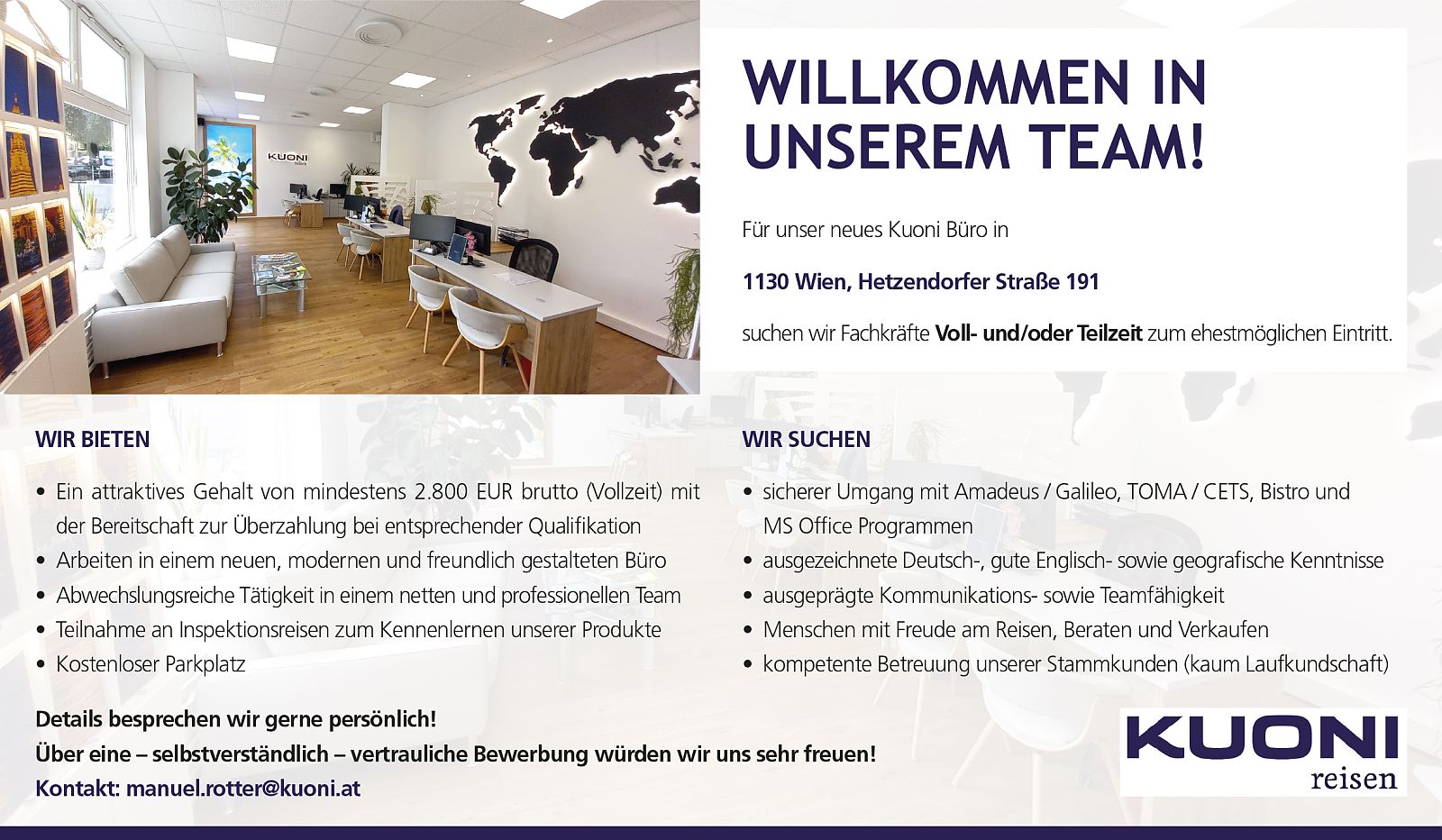 Kuoni Reisen sucht Fachkräfte (Voll- und/oder Teilzeit)