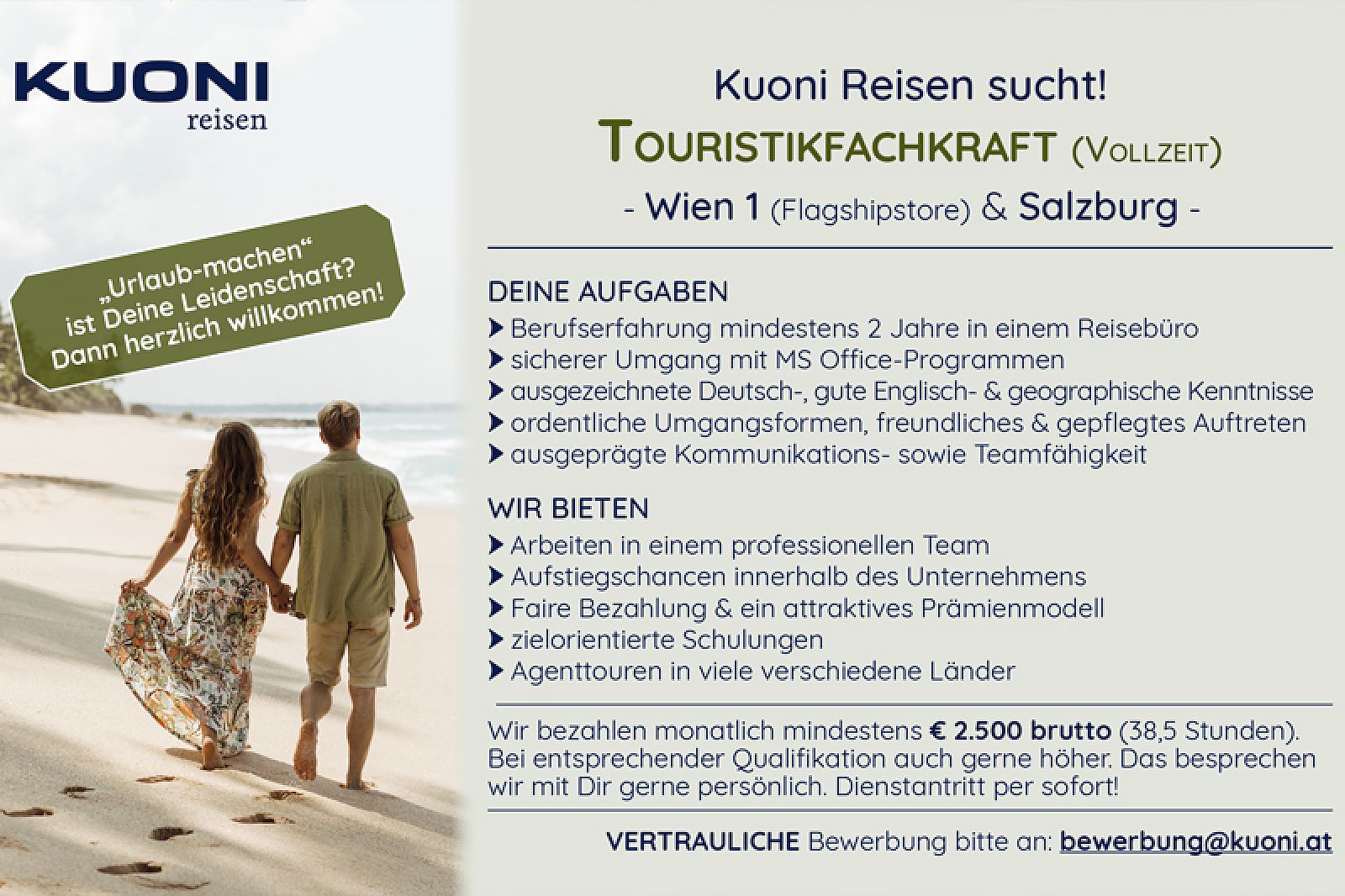 Kuoni Reisen sucht Touristikfachkraft (Vollzeit)