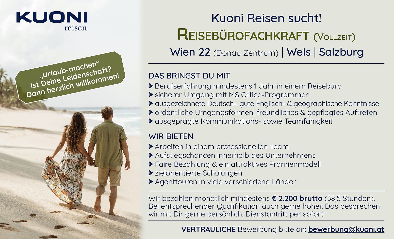 Kuoni Reisen sucht Reisebürofachkraft (Vollzeit)